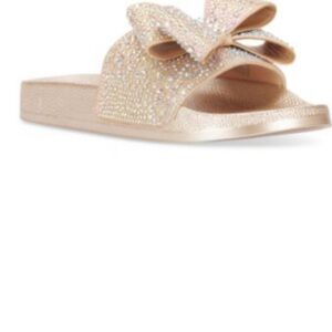 INC International Concepts women’s' Glitter Bow Slide Sandals - Rose Gold